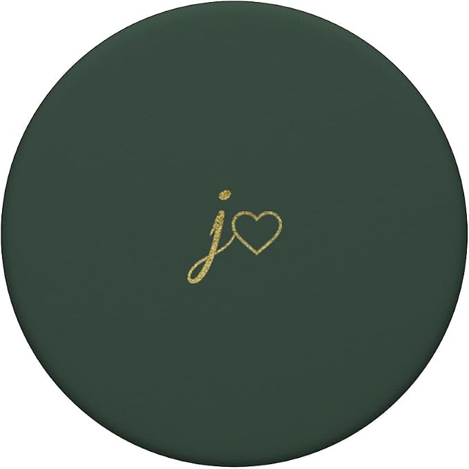Yellow Initial Letter J Heart Minimalist Forrest Green PopSockets Adhesive PopGrip