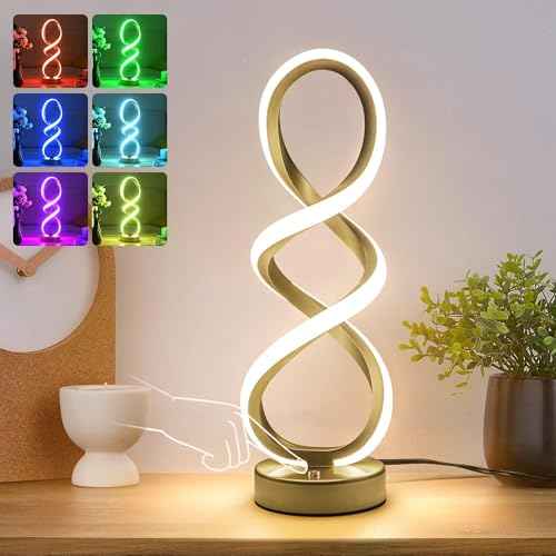 Modern Adebime RGB Table Lamp with 10 Light Modes - Unique Touch Dimmable Design for Bedside or Living Room - Available in 7 Colors, Gold