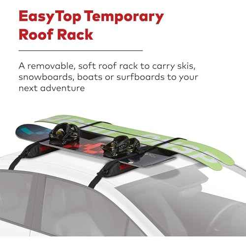 Yakima EasyTop Temporary Roof Rack with Heavy Duty Straps, Double Latching Buckle, and Tie Down Rope for Boats, Skis, and Snowboards, Black