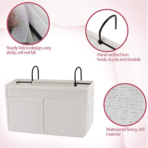 Bedside Caddy Hanging Storage with Water Bottle Holder for Bunk Bed Hospital Bed Dorm Rooms (White) - color: White