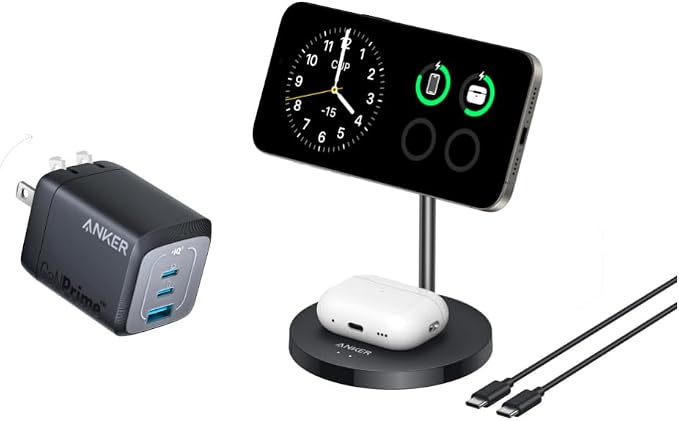 Anker Prime 67W USB C Charger Anker GaN 3-Port Compact Fast PPS Wall Charger For MacBook Pro/Air Pixelbook iPad Pro iPhone 15/14/Pro Galaxy S23/S22 Note20 Pixel Apple Watch with Upgraded Anke