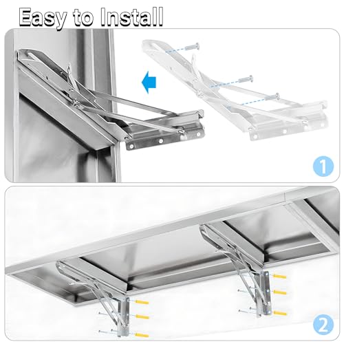 Folding Concession Shelf 12" x 72", Spliced Style Drop Down Concession Serving Window, Stainless Steel Folding Shelf Serving Food Shelf for Windows - size: 12" x 72"