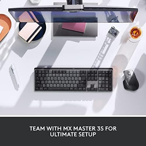 Logitech MX Mechanical Wireless Illuminated Performance Keyboard, Linear Switches, Backlit Keys, Bluetooth, USB-C, macOS, Windows, Linux, iOS, Android, Metal