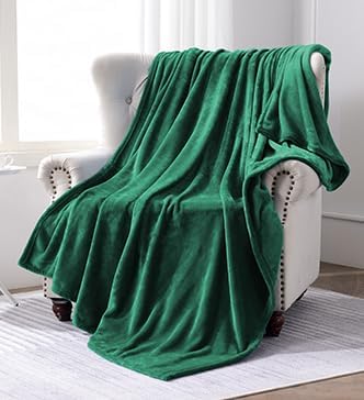 SOCHOW Flannel Fleece Blanket Throw Size, All Season Lightweight Super Soft Cozy Blanket for Bed or Couch, Green, 50x60 inches