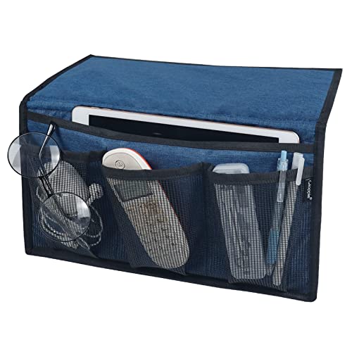 Gloppie Bedside Caddy with Pockets - Remote Holder & Storage Organizer - Blue - color: Classic Blue