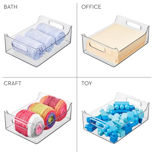 iDesign Stackable Clear Plastic Storage Bin, Kitchen Organizers for Fridge, Cabinet, or Pantry, 4-Pack - size: 14 x 10 x 5, style: Pack of 4