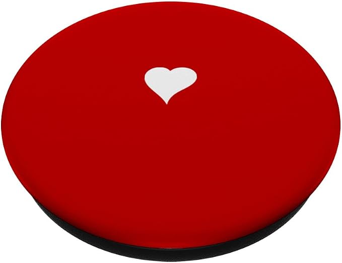 Cute Hand Drawn White Heart - Red Minimalist Love Symbol PopSockets Adhesive PopGrip