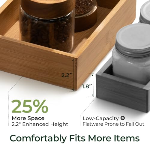keechee Carbonized Bamboo Kitchen Drawer Organizer (Bundle: 5pc Organizers Set) - size: Bundle: 5pc Organizers Set
