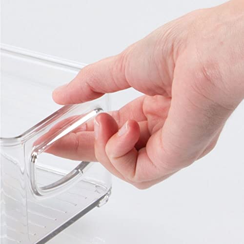 mDesign Plastic Bathroom Storage Container Bins w/ Handles - Closet, Cabinet, Vanity, Cupboard Shelf Organization, Hair Tools Accessory Organizer - Ligne Collection; Clear, 10x4x3 (Pack of 1) - size: 10 x 4 x 3 (Pack of 1)