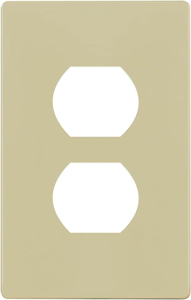 ENERLITES Screwless Duplex Wall Plate, Child Safe Receptacle Outlet Cover, Standard Size, 1-Gang 4.68" x 2.93", Unbreakable Polycarbonate Thermoplastic, UL Listed, SI8821-I, Glossy, Ivory