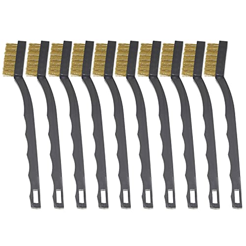 10-Pack Single-Ended Gun Cleaning Brush 7" Inch - Brass Steel Nylon Bristle Brushes (Brass)