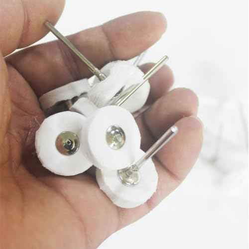 Luo ke 20 Pcs Little Buffing Wheel, 1/8 Inch Cloth Polishing Wheel for Rotary Tools Includes Dremel (White)