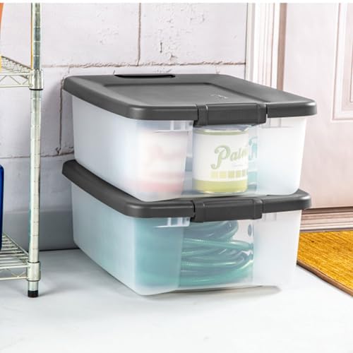 Sterilite 6-Pack ShelfTote, Clear Plastic Storage Bins with Lids, 25 Quart, Gray - Stackable Organizing Container Boxes for Closet, Bathroom, and Office - size: 25 Quart Tote, style: 6 Pack