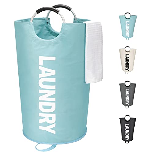 Maxsilan 90L Large Laundry Basket, Freestanding Tall Clothes Hamper, Collapsible Laundry Bag, Light Blue - color: Light Blue, size: 90l