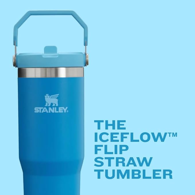 Stanley IceFlow Flip Straw Tumbler with Handle 20 oz | Twist On Lid and Flip Up Straw | Leak Resistant Water Bottle | Insulated Stainless Steel |BPA-Free | Navy