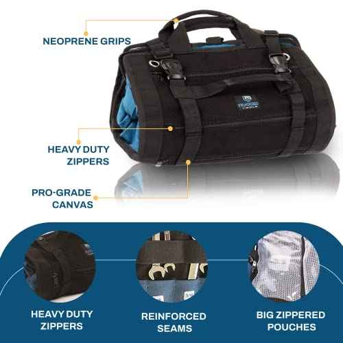 Rugged Tools Titan23-XL Tool Roll - Wrench Roll & Organizer - Canvas Tool Bag & Tool Pouch for Electrician, HVAC, Plumber, Carpenter or Auto Mechanic