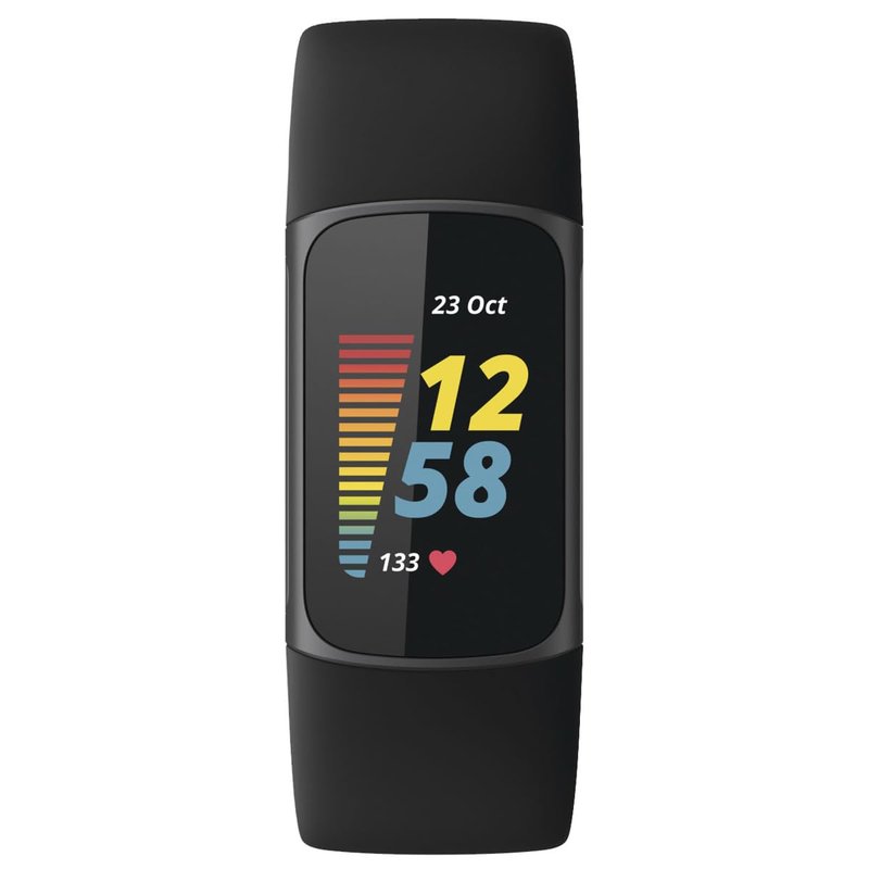 Fitbit Charge 5 Advanced Fitness & Health Tracker with Built-in GPS, Stress Management Tools, Sleep Tracking, 24/7 Heart Rate and More, Black/Graphite, One Size (S &L Bands Included) (Renewed)