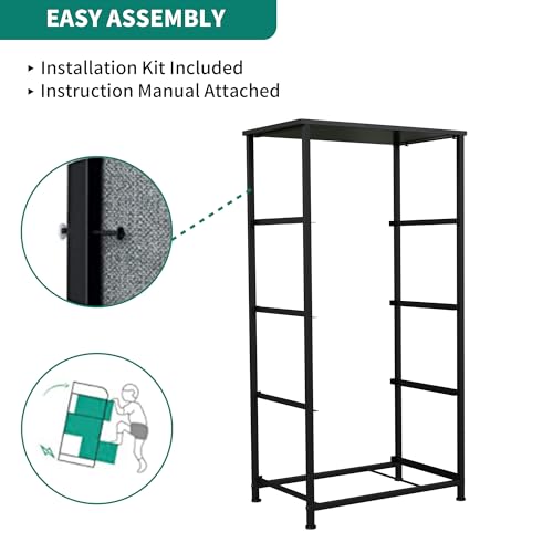 YITAHOME Storage Tower with 4 Drawers - Fabric Dresser, Organizer Unit for Bedroom, Living Room, Closets - Sturdy Steel Frame, Easy Pull Fabric Bins & Wooden Top - color: Cool Black Grey Ash, style: 4-Drawer