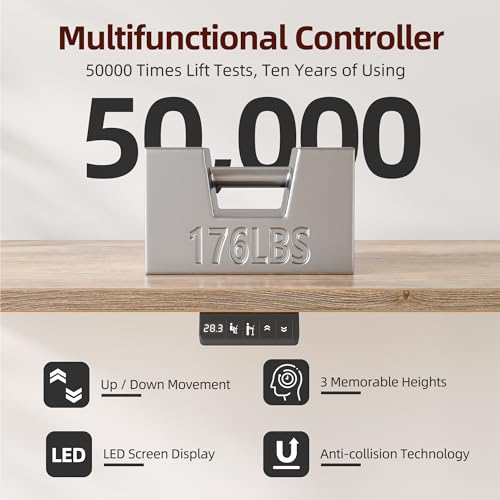 TIQLAB Standing Desk with Two Drawers, Stand Up Standing Desk Adjustable Height, Electric Sit Stand Table with Storage Shelf and Splice Board, 48 * 24 inch, Maple - color: Maple, size: 47*24 inch without keyboard tray