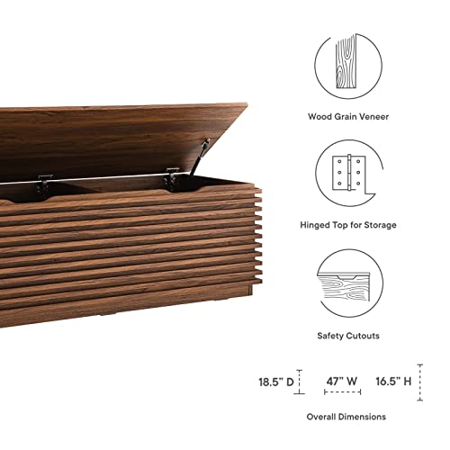 Modway Render 47" Wood Grain Storage Bench in Walnut - color: Walnut