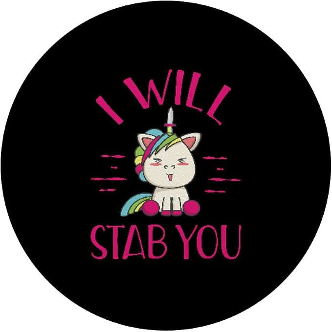 Evil Unicorn I Will Stab You Funny Novelty Knife Pop Socket PopSockets Adhesive PopGrip