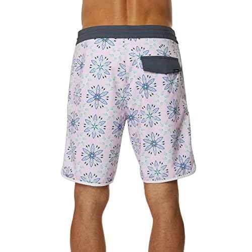 O'NEILL Men's 18 Inch Geo Print Boardshorts - Water Resistant Swim Trunks for Men with Quick Dry Stretch Fabric and Pockets