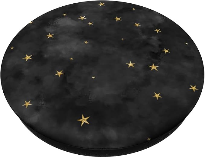 Starry Night Galaxy Tiny Golden Stars on Smoky Charcoal Gray PopSockets Adhesive PopGrip
