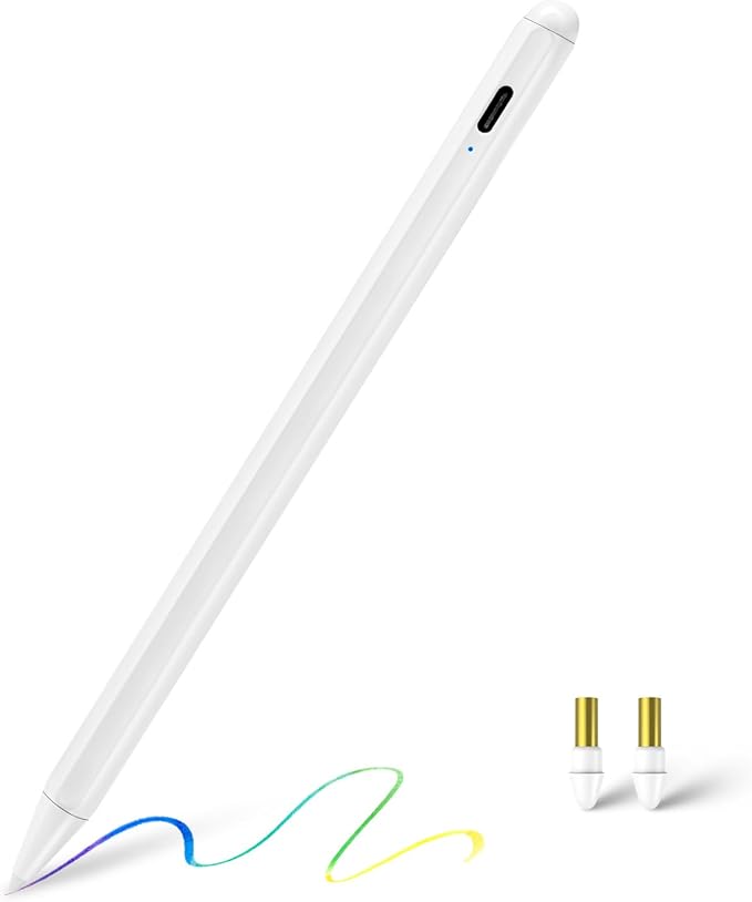 QLAYA iPad 10th/9th Generation Pencil with Palm Rejection Fast Charging | Magnetic Stylus Pen for Apple iPad A16-6th iPad Mini 5-7th iPad Air 5th/4th/M2/M3/M4 iPad Pro 11/12.9/13/M4/M5 White