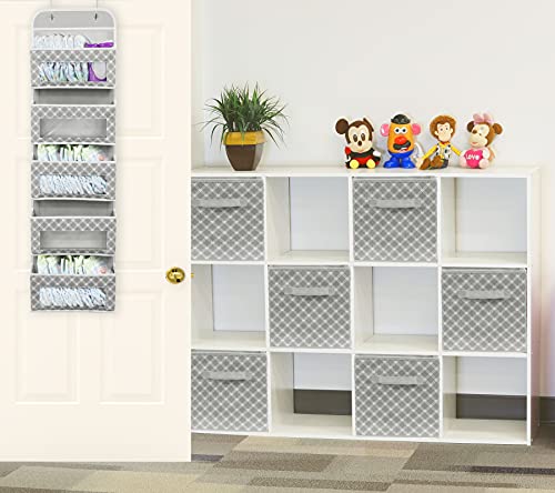 Simple Houseware 11-Inch Foldable Cube Storage Organizer Bin, Geometric Grey, 6 Pack - color: Grey - Geometric