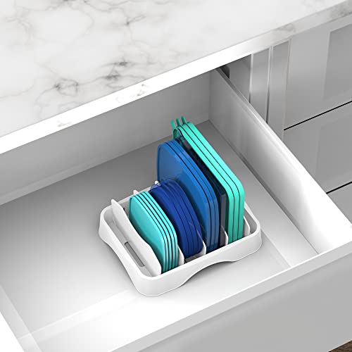 Simple Houseware Food Container Lid Organizer, Adjustable Dividers Lids Storage, 10''x8'', White - size: Small - 10.6'' x 8.3''