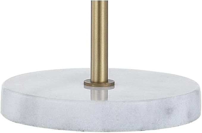 JONATHAN Y 20.5" Brass Gold Minimalist Glam Metal and Marble LED Table Lamp, Modern Industrial Pipe Desk Lamp for Bedroom Office Nightstand, White Marble Base, LED Bulb Included JYL1094A