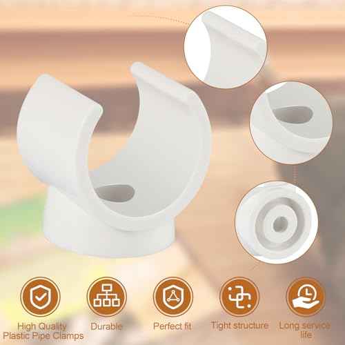 PEX Pipe Clamp Clip, 50Pcs 1/2 Inch PEX Clamp For PVC Water Pipes & Tubing Hoses Hangers Clips Holder Support Bracket Socket, White Plastic U Pipe Clamp Tools