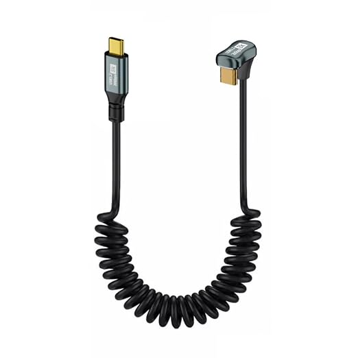 chenyang USB C to C Coiled Cable USB 3.2 Type C 90 Degree UP Angled 20Gbps PD 100W 8K@60Hz Data Fast Charging Cable 6ft