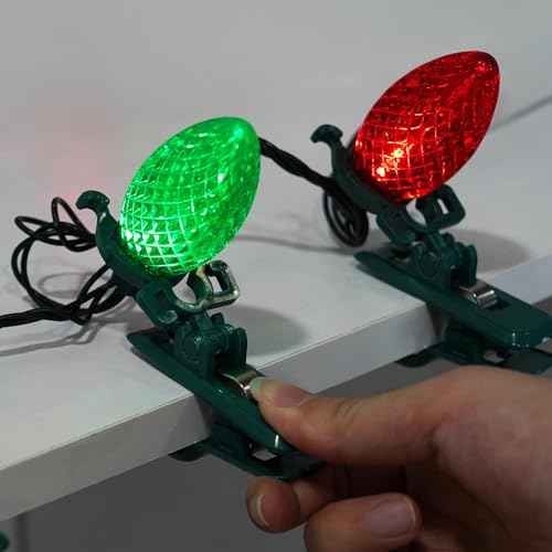 TW SHINE C9 Christmas Lights, 100 LED 66 FT Christmas String Lights Outdoor with 100 Spring Clips and Timer, Waterproof Connectable for Indoor Yard Xmas Tree House Decorations (Red & Green)