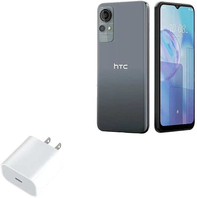 BoxWave Charger Compatible with HTC Wildfire E Star - PD GAN miniCube (30W) 30W Tiny PD GAN Type-C Wall Charger - Winter White