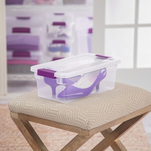 Sterilite 6 Qt ClearView Latch Storage Box Stackable Bin with Latching Lid, Plastic Container to Organize Shoes in Closet, Clear (24 Pack) - size: 24 Pack, style: 6 Quart