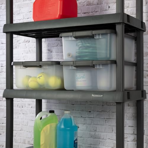 Sterilite 6-Pack ShelfTote, Clear Plastic Storage Bins with Lids, 25 Quart, Gray - Stackable Organizing Container Boxes for Closet, Bathroom, and Office - size: 25 Quart Tote, style: 6 Pack