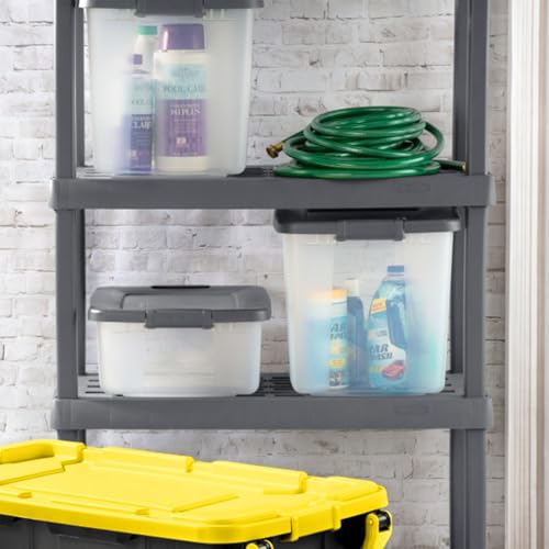 Sterilite 6-Pack ShelfTote, Clear Plastic Storage Bins with Lids, 25 Quart, Gray - Stackable Organizing Container Boxes for Closet, Bathroom, and Office - size: 25 Quart Tote, style: 6 Pack