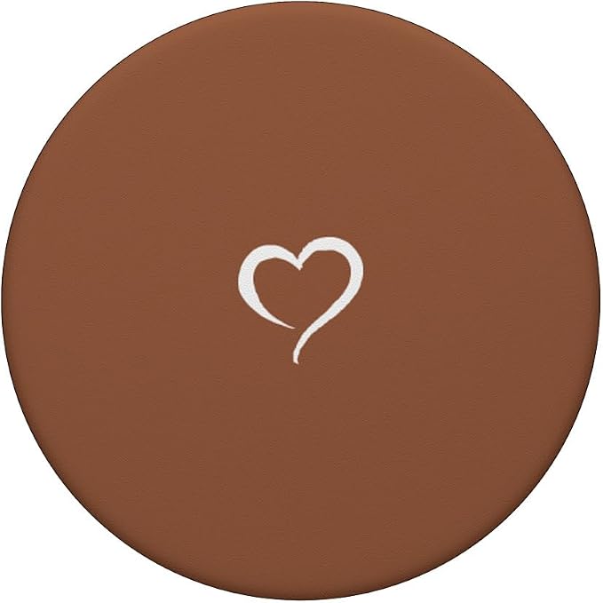 Saddle Brown Hand Drawn Heart Minimalist Love PopSockets Adhesive PopGrip