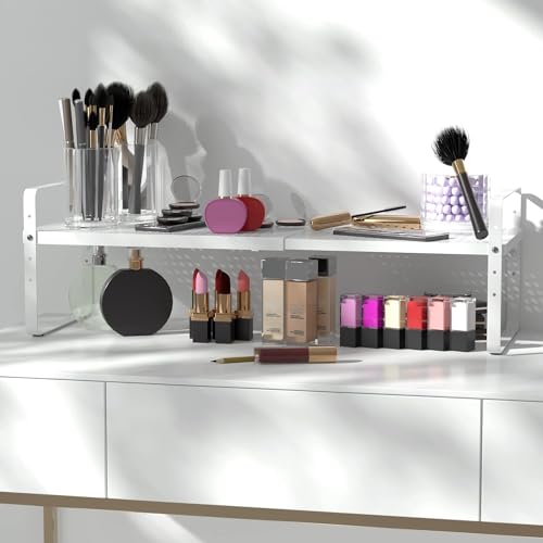 Expandable Kitchen Cabinet Shelf Organizer Rack Heavy Duty Metal Spice Rack Stackable Kitchen Counter Storage Shelf for Kitchen Cabinet Pantry Bathroom (White - 16.5"-27" L x 10.2" W x 9.6" H - 3Pack) - color: White - 16.5"-27" L X 10.2" W X 9.6" H - 3pac