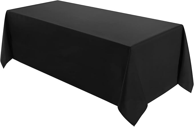VidaFete 1 Pack Tablecloth 90 * 132inch Rectangle Table Cloth Polyester, Stain Wrinkle Resistant Polyester Dining Table Cover for Kitchen Dinning Party Wedding Tabletop Buffet Decoration(Black)