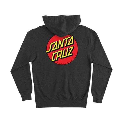 SANTA CRUZ Classic Dot Zip Hooded Regular Sweatshirt Char Hthr Lg Womens