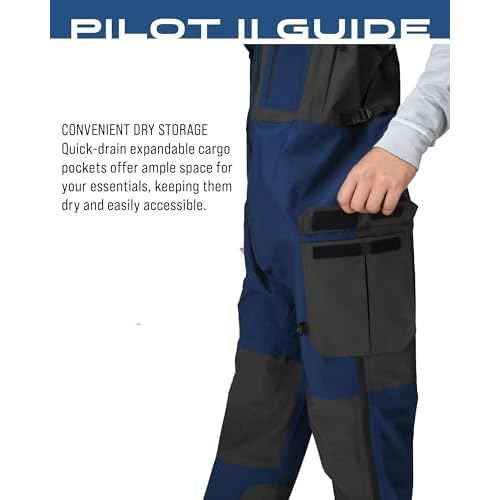 FROGG TOGGS Men's Pilot II Guide Waterproof Breathable Rain Bib, Dust Blue/Slate, Medium