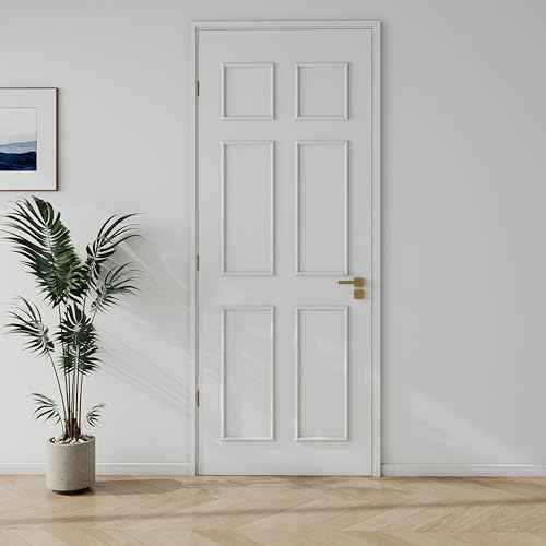 1 Set Peel and Stick Door Moulding Kit 3-Layer Premade Door Panels Molding Trim Self Adhesive 3D Trim for Mirror Window Frame Decor (Top 9"x10" Middle 9"x24.8" and Bottom 9" X 24.8")