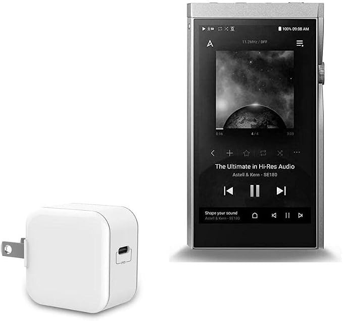 BoxWave Charger Compatible with Astell &amp Kern A&ampFutura SE180 - PD GAN miniCube (30W) 30W Tiny PD GAN Type-C Wall Charger - Winter White