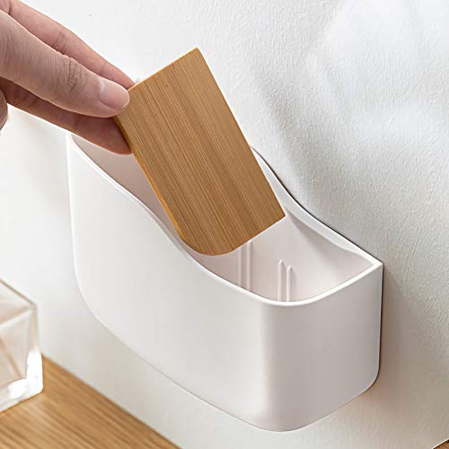 Remote Control Holder, Wall Mounted tv Bed Remote Control Caddy Organizer for Living Room Bedroom Wall (White)
