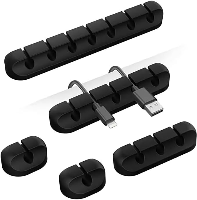 Oakridge™ Cable Organizer Clips with Strong 3M Adhesive – Silicone Desk & Car Wire Holders for USB, Charger Cables & Earphones – Multi-Slot (7-5-3-3-1)