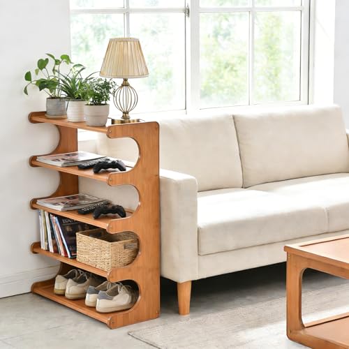 Shoe Rack,Small 5 Tier Shoe Organizer Storage Shelf,Bamboo Narrow Shoe Closet,Small Space Shoe Rack,for Entryway Closet 18.89×7.48×25.98inch - size: 5 Tier-18.89" Wide