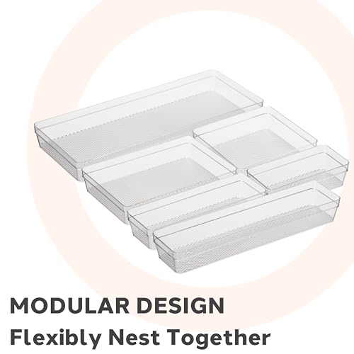 Oggi Clear Drawer Organizer - 3" X 9.5" - Ideal for Organizing Kitchen Drawers, Office, Desk, Silverware, Kitchen Utensils, Cosmetics and Bathrooms - size: 3" by 9"