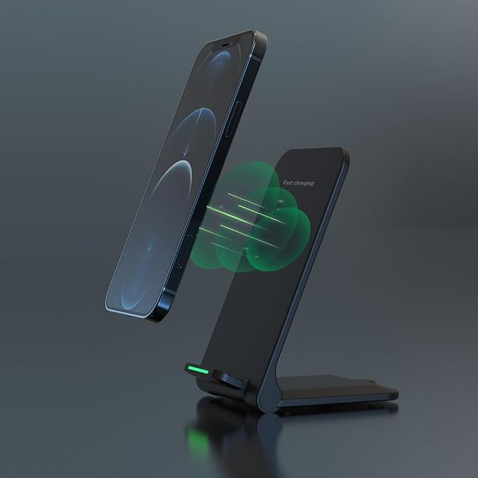 IHAO 5in1 Multi Functional Wireless Charging Station with Digital Clock 15W Fast Charge Night Light Temperature Display Wireless Charger for All Qi Phone and TWS Headphone Compliant with Apple Watch